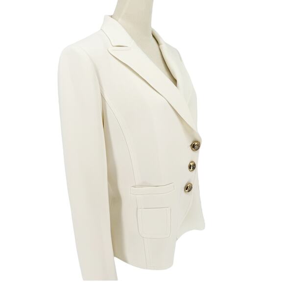 Smythe Wrap Asymmetrical Single Breasted Blazer Cream Ivory White Jacket Size 12 - Picture 6 of 11